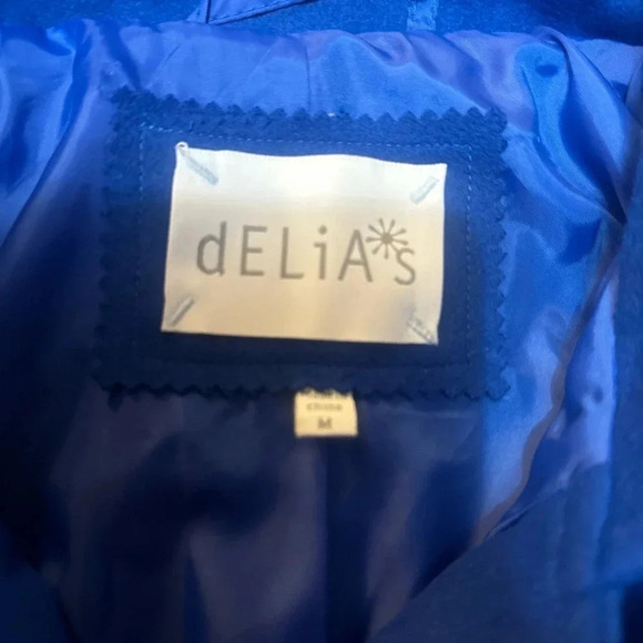 NWOT-DELIAS Blue Pleated Button Down Coat Y2K.‎ Size Medium. - Picture 3 of 9